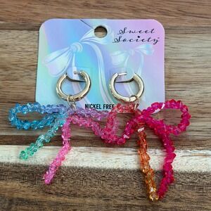 Sweet Society Beaded Dangle Hoop Earrings Women OS Multicolor Hot Topic Y2K